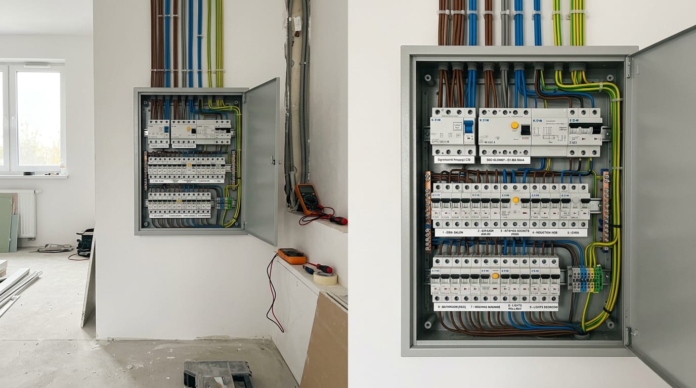 Nowa rozdzielnica elektryczna Eaton w mieszkaniu 62 m² w Katowicach-Brynów po remoncie kapitalnym