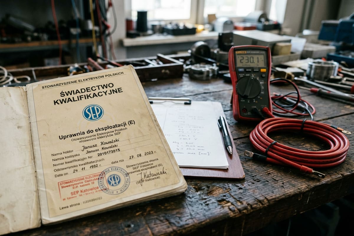 Świadectwo kwalifikacji SEP eksploatacji do 1 kV