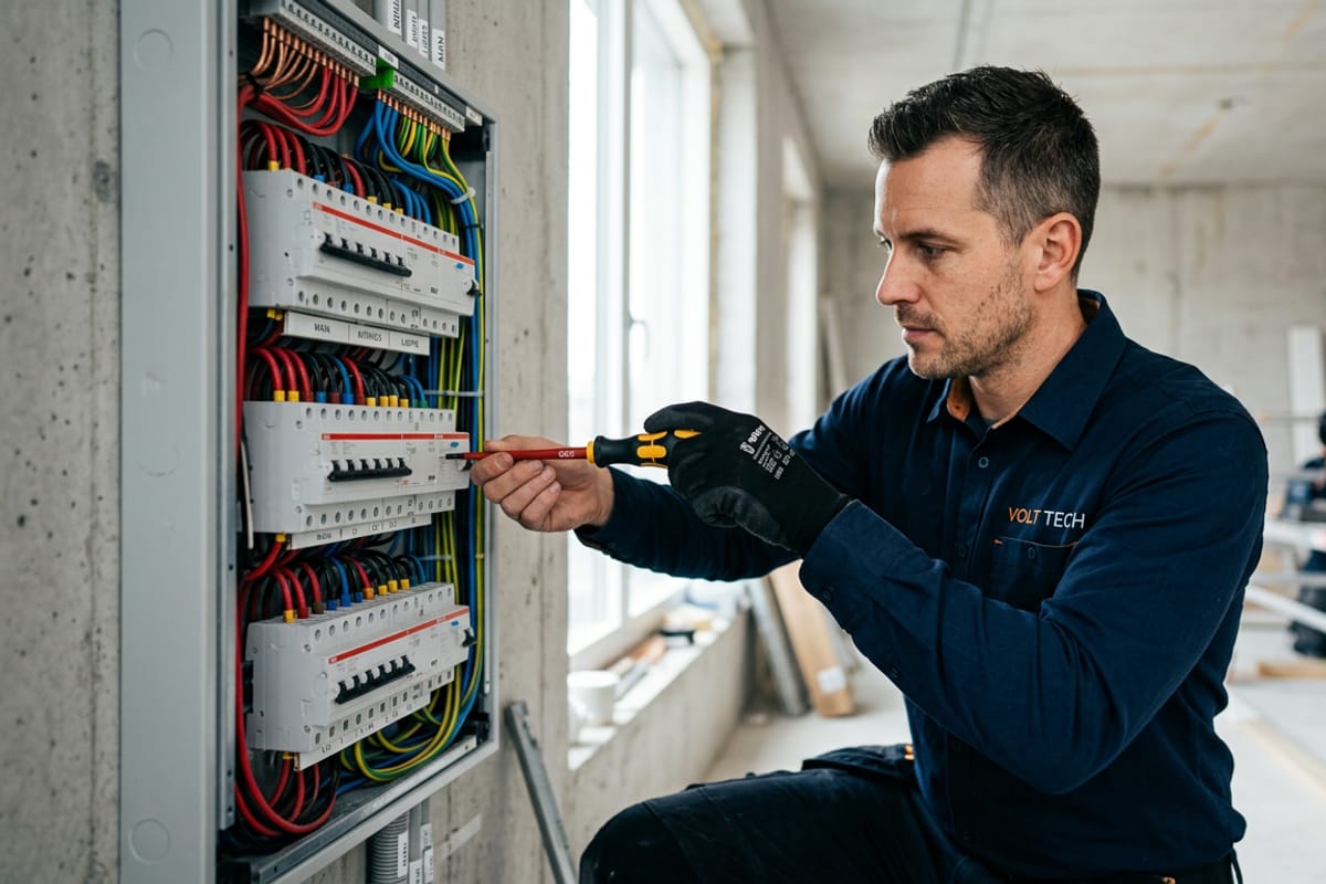 Elektryk na Śląsku podczas pracy